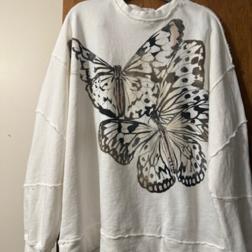 Ragabond Studio x Free People Midnight Sweatshirt Butterfly Ivory  - Picture 3 of 5
